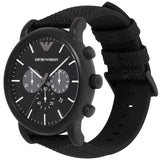Buy Shop Emporio Armani Luigi Analog Black Dial Black Leather Strap Watch For Men - AR11450 USA Online