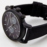 Buy Shop Emporio Armani Luigi Analog Black Dial Black Leather Strap Watch For Men - AR11450 USA Online