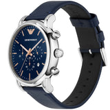 Buy Shop Emporio Armani Luigi Chronograph Blue Dial Blue Leather Strap Watch For Men - AR11451 USA Online