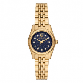 Buy Shop Michael Kors Lexington Three-Hand Blue Dial Gold Steel Strap Watch for Women - MK4802 USA Online