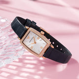 Buy Shop Emporio Armani Gianni T Bar Crystals Silver Dial Blue Leather Strap Watch For Women - AR11469 USA Online
