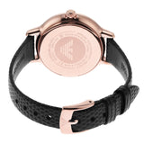 Buy Shop Emporio Armani Cleo Three-Hand Mother of Pearl Dial Black Leather Strap Watch For Women - AR11485 USA Online