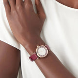 Buy Shop Emporio Armani Gianni T Bar Crystals Maroon Dial Maroon Leather Strap Watch for Women - AR11487 USA Online