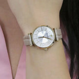 Buy Shop Emporio Armani Gianni T Bar Crystals Silver Dial Brown Leather Strap Watch For Women - AR11518 USA Online