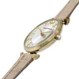 Buy Shop Emporio Armani Gianni T Bar Crystals Silver Dial Brown Leather Strap Watch For Women - AR11518 USA Online