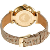 Buy Shop Emporio Armani Gianni T Bar Analog Silver Dial Beige Leather Strap Watch For Women - AR11127 USA Online