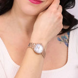 Buy Shop Emporio Armani Aira Three Hand Mother of Pearl Dial Rose Gold Steel Strap Watch For Women - AR11523 USA Online