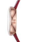 Emporio Armani Two-Hand Analog White Dial Red Leather Strap Watch For Women - AR11532