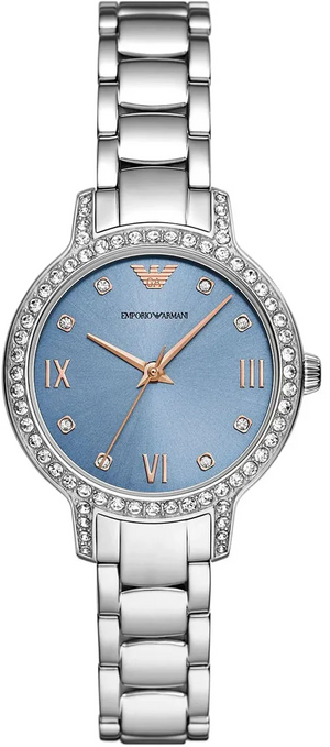 Buy Shop Emporio Armani Cleo Sunray Blue Dial Silver Steel Strap Watch for Women - AR11585 USA Online