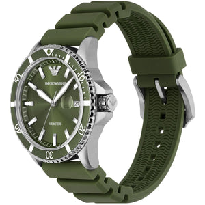 Buy Shop Emporio Armani World Explorer Green Dial Green Silicone Strap Watch for Men - AR11638 USA Online