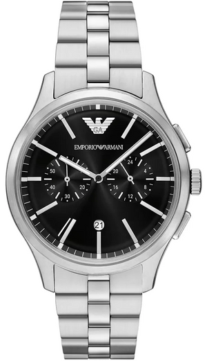 Buy Shop Emporio Armani Ruggero Chronograph Black Dial Silver Steel Strap Watch for Men - AR11691 USA Online