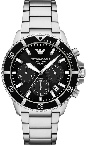 Buy Shop Emporio Armani World Explorer Black Dial Silver Steel Strap Watch for Men - AR11739 USA Online