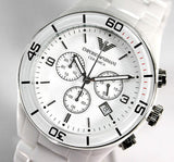 Buy Shop Emporio Armani Ceramic Chronograph White Dial White Ceramic Strap Watch For Men - AR1424 USA Online