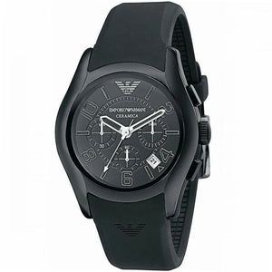 Buy Shop Emporio Armani Valente Large Chronograph Black Dial Black Silicone Strap Watch for Men - AR1430 USA Online
