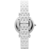Buy Shop Emporio Armani Giannti T Bar Quartz Mother of Pearl Dial White Steel Strap Watch For Women - AR1485 USA Online