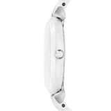 Buy Shop Emporio Armani Giannti T Bar Quartz Mother of Pearl Dial White Steel Strap Watch For Women - AR1485 USA Online
