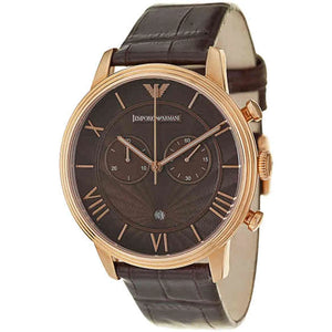 Buy Shop Emporio Armani Classic Large Chronograph Brown Dial Brown Leather Strap Watch for Men - AR1616 USA Online