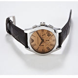 Emporio Armani Valente Chronograph Amber Dial Brown Leather Strap Watch For Men - AR1634