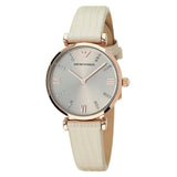 Buy Shop Emporio Armani Gianni T Bar Gunmetal Dial Beige Leather Strap Watch For Women - AR1681 USA Online