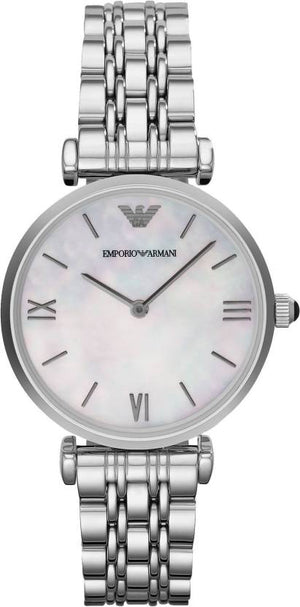 Emporio Armani T Bar Mother of Pearl Dial Steel Strap Watch For Women - AR1682