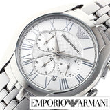 Buy Shop Emporio Armani Velente Chronograph Quartz Silver Dial Silver Steel Strap Watch For Men - AR1702 USA Online
