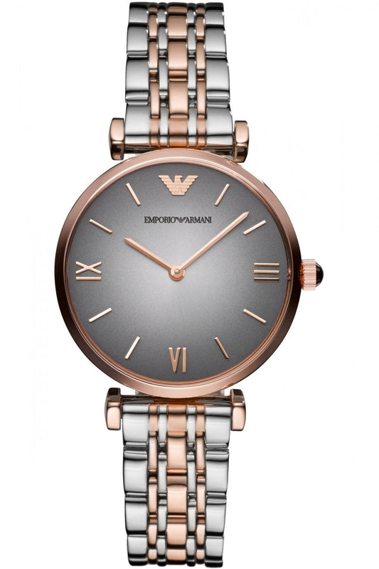 Buy Shop Emporio Armani Gianni T Bar Grey Dial Two Tone Stainless Steel Watch For Women - AR1725 USA Online