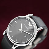 Buy Shop Emporio Armani Classic Quartz Grey Dial Grey Leather Strap Watch For Men - AR1730 USA Online