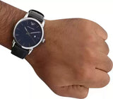 Buy Shop Emporio Armani Classic Quartz Blue Dial Black Leather Strap Watch For Men - AR1731 USA Online