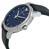 Buy Shop Emporio Armani Classic Quartz Blue Dial Black Leather Strap Watch For Men - AR1731 USA Online