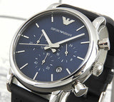 Buy Shop Emporio Armani Luigi Chronograph Blue Dial Black Leather Strap Watch For Men - AR1736 USA Online