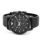 Buy Shop Emporio Armani Luigi Chronograph Black Dial Black Leather Strap Watch For Men - AR1737 USA Online