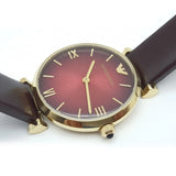 Buy Shop Emporio Armani Gianni T Bar Burgundy Dial Burgundy Leather Strap Watch For Women - AR1757 USA Online