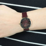Buy Shop Emporio Armani Gianni T Bar Burgundy Dial Burgundy Leather Strap Watch For Women - AR1758 USA Online
