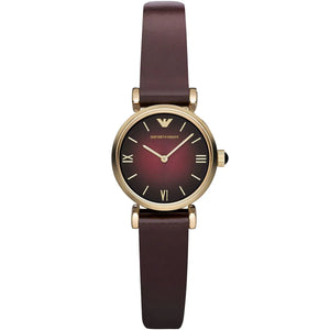 Buy Shop Emporio Armani Gianni T Bar Burgundy Dial Burgundy Leather Strap Watch For Women - AR1758 USA Online