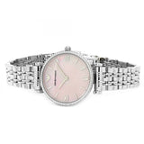 Buy Shop Emporio Armani Gianni T Bar Pink Mother of Pearl Dial Silver Steel Strap Watch For Women - AR1779 USA Online