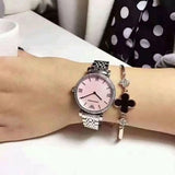 Buy Shop Emporio Armani Classic Gianni T Bar Crystals Pink Dial Silver Steel Strap Watch For Women - AR1781 USA Online