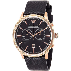Buy Shop Emporio Armani Alpha Large Chronograph Black Dial Black Leather Strap Watch for Men - AR1792 USA Online