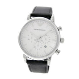 Buy Shop Emporio Armani Classic Quartz Chronograph White Dial Black Leather Strap Watch For Men - AR1807 USA Online