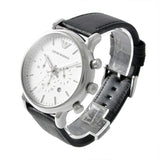 Buy Shop Emporio Armani Classic Quartz Chronograph White Dial Black Leather Strap Watch For Men - AR1807 USA Online