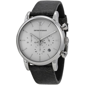 Buy Shop Emporio Armani Luigi Chronograph White Dial Black Leather Strap Watch for Men - AR1810 USA Online