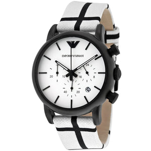 Buy Shop Emporio Armani Luigi Large Chronograph White Dial Two Tone Fabric Strap Watch for Men- AR1859 USA Online
