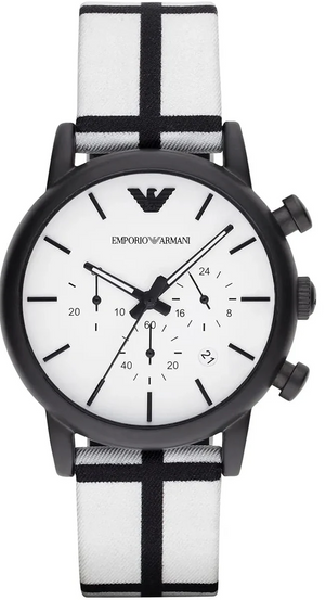 Buy Shop Emporio Armani Luigi Large Chronograph White Dial Two Tone Fabric Strap Watch for Men- AR1859 USA Online