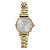 Buy Shop Emporio Armani Gianni T Bar Silver Dial Gold Stainless Steel Strap Watch For Women - AR1877 USA Online
