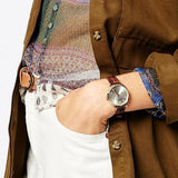 Buy Shop Emporio Armani Gianni T Bar Beige Dial Brown Leather Strap Watch For Women - AR1883 USA Online