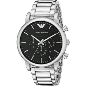 Buy Shop Emporio Armani Luigi Black Dial Silver Steel Strap Watch For Men - AR1894 USA Online