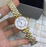 Buy Shop Emporio Armani Gianni T Bar White Mother of Pearl Dial Gold Steel Strap Watch For Women - AR1907 USA Online