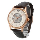 Buy Shop Emporio Armani Meccanico White Dial Brown Leather Strap Watch For Men - AR1920 USA Online