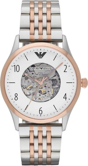 Buy Shop Emporio Armani Meccanico White Dial Two Tone Steel Strap Watch For Men - AR1921 USA Online