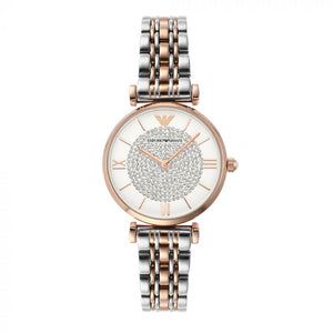 Buy Shop Emporio Armani Gianni T Bar White Dial Two Tone Steel Strap Watch For Women - AR1926 USA Online