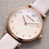 Buy Shop Emporio Armani Gianni T Bar Mother Of Pearl Pink Dial Pink Leather Strap Watch For Women - AR1958 USA Online